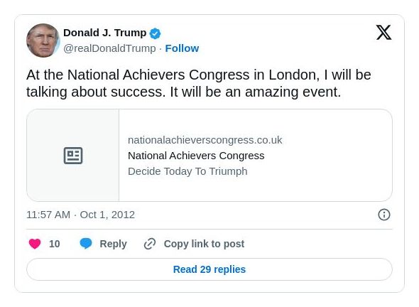 Post image from Donald Trump