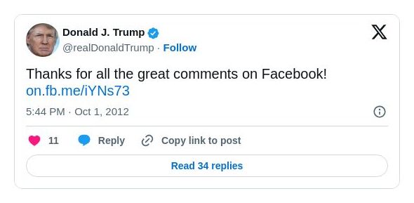 Post image from Donald Trump