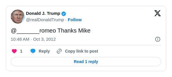 Post image from Donald Trump