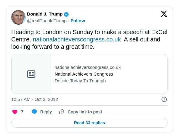 Post image from Donald Trump