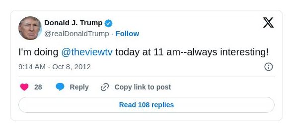 Post image from Donald Trump