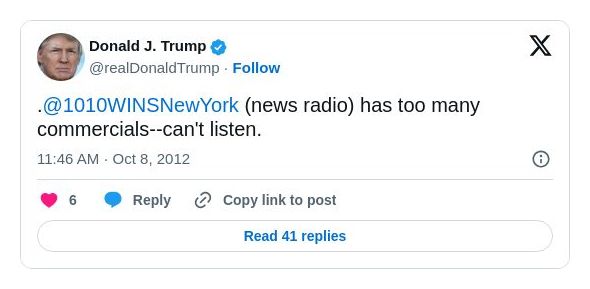 Post image from Donald Trump