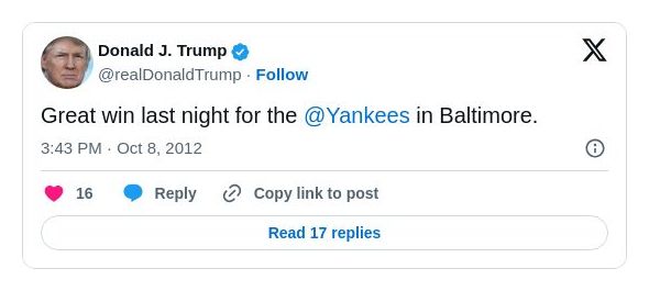 Post image from Donald Trump