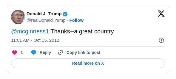 Post image from Donald Trump