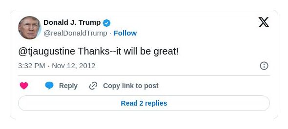 Post image from Donald Trump