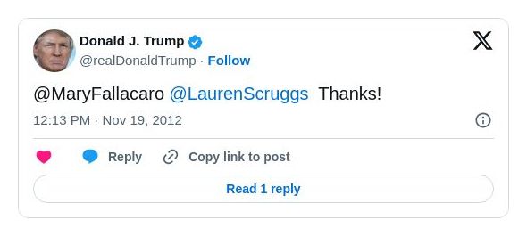 Post image from Donald Trump