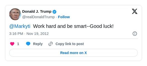 Post image from Donald Trump