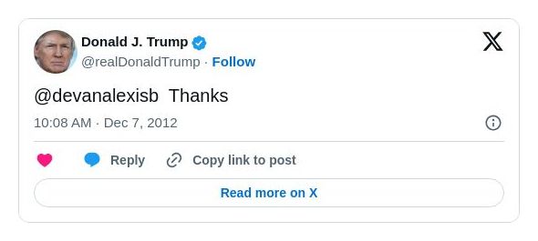 Post image from Donald Trump