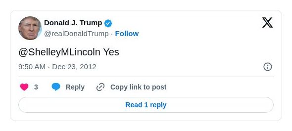 Post image from Donald Trump