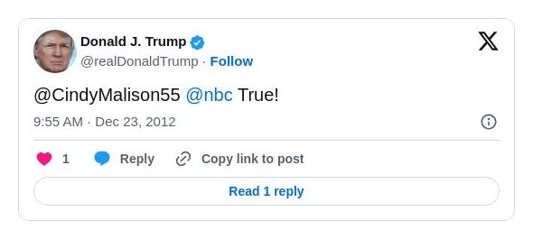 Post image from Donald Trump