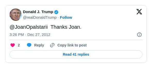 Post image from Donald Trump