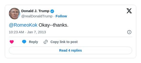 Post image from Donald Trump