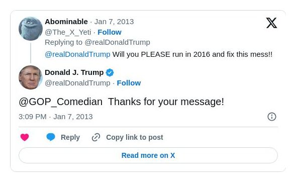 Post image from Donald Trump