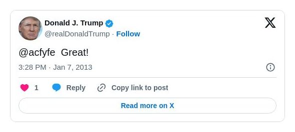 Post image from Donald Trump