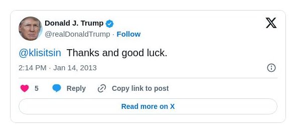 Post image from Donald Trump