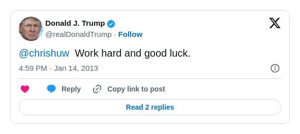 Post image from Donald Trump