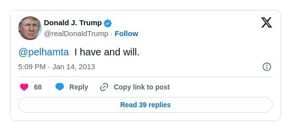 Post image from Donald Trump