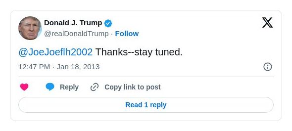 Post image from Donald Trump