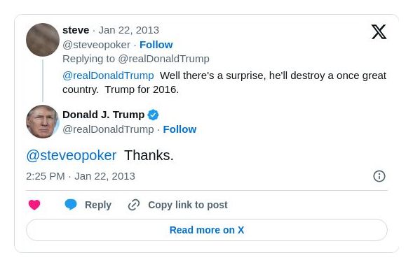 Post image from Donald Trump