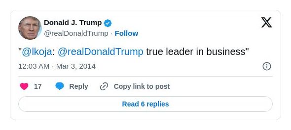 Post image from Donald Trump