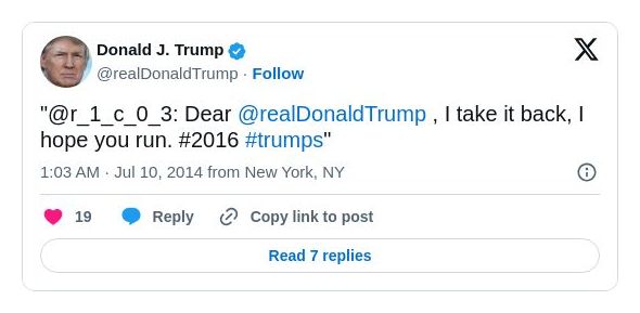 Post image from Donald Trump