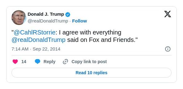 Post image from Donald Trump