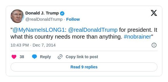 Post image from Donald Trump