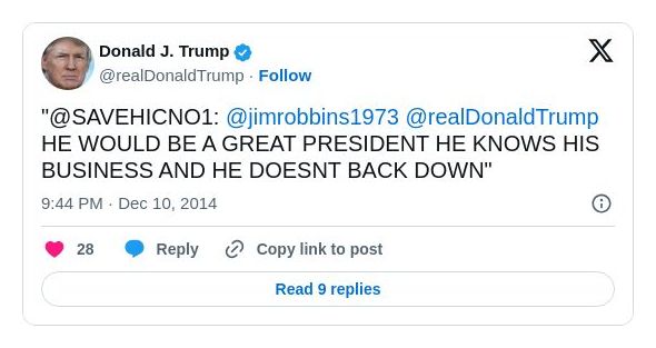 Post image from Donald Trump