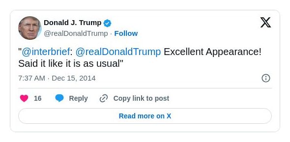 Post image from Donald Trump