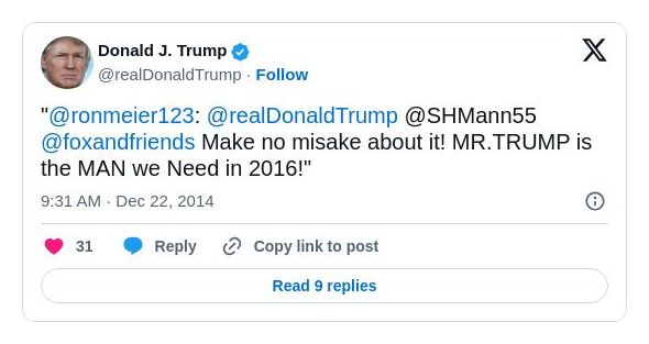 Post image from Donald Trump