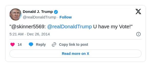 Post image from Donald Trump