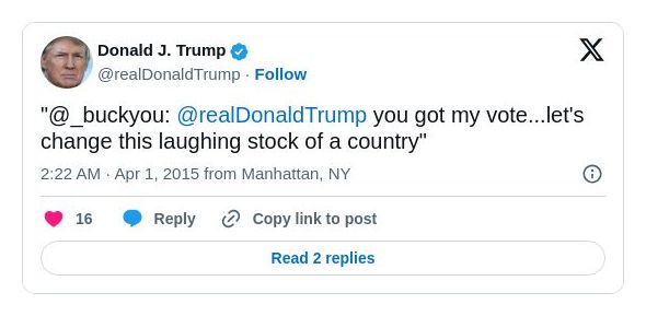 Post image from Donald Trump