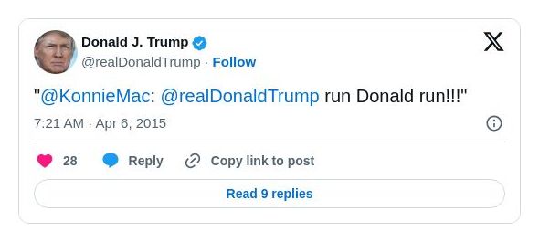 Post image from Donald Trump