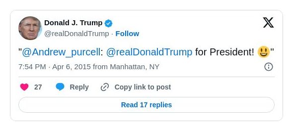 Post image from Donald Trump