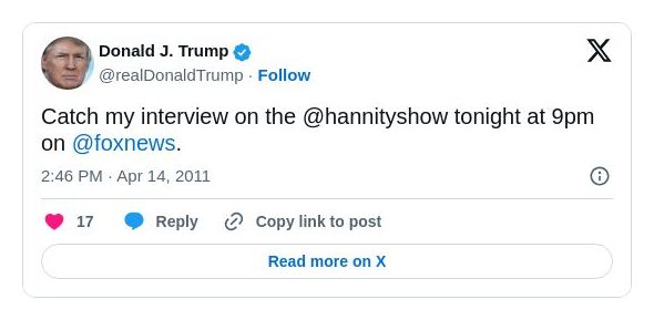 Post image from Donald Trump