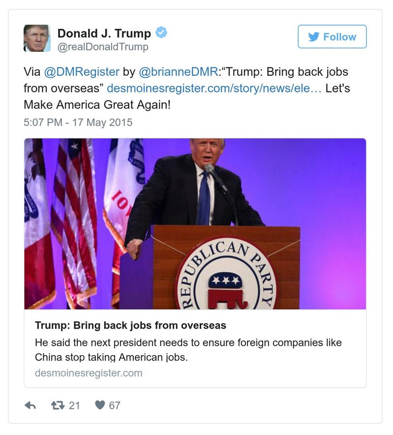 Post image from Donald Trump