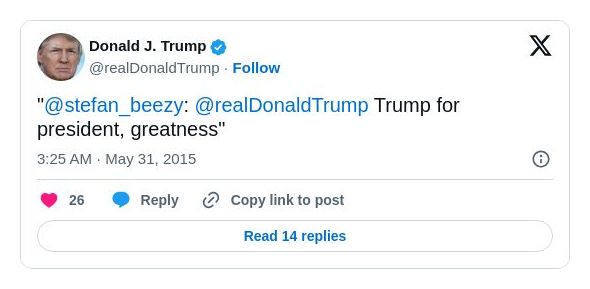 Post image from Donald Trump