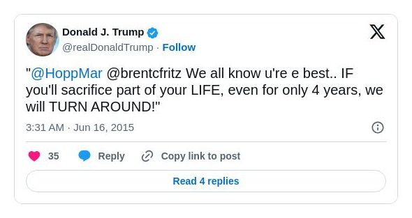 Post image from Donald Trump