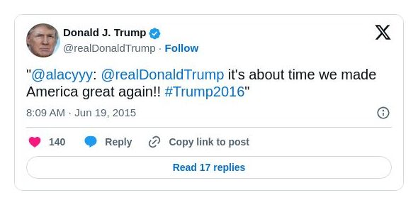 Post image from Donald Trump