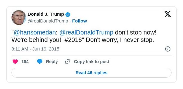 Post image from Donald Trump