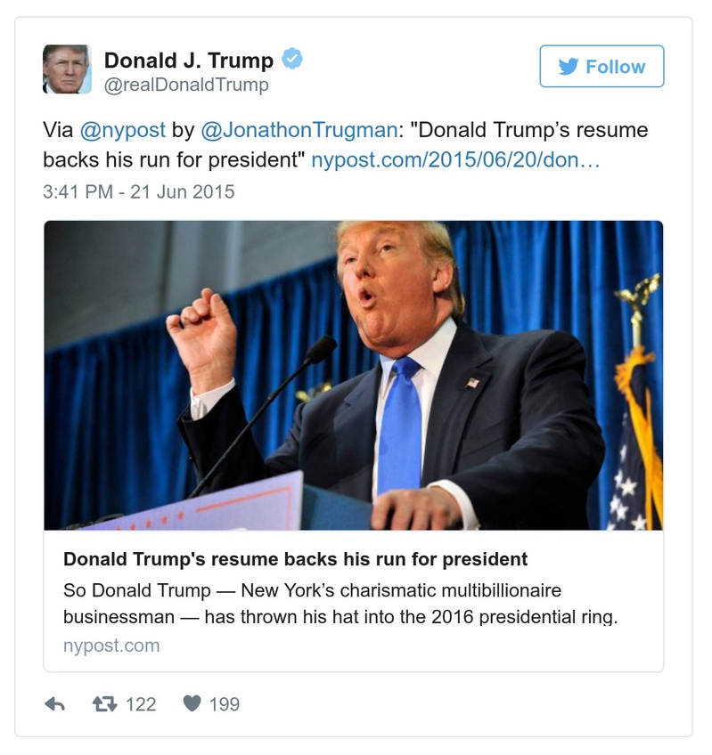 Post image from Donald Trump