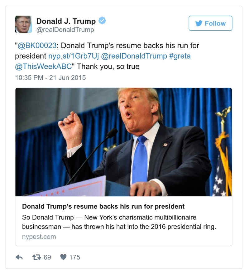 Post image from Donald Trump