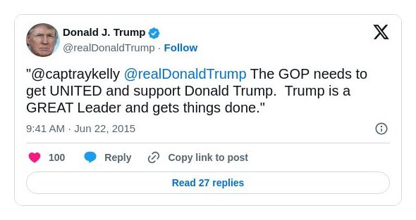 Post image from Donald Trump