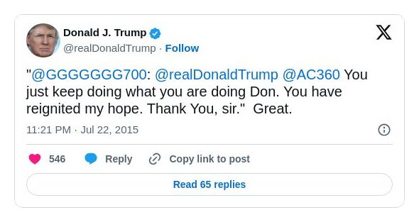 Post image from Donald Trump