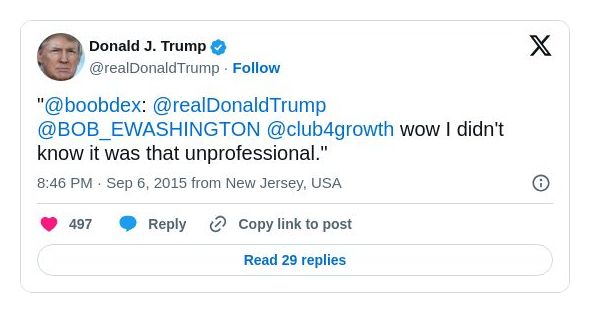 Post image from Donald Trump