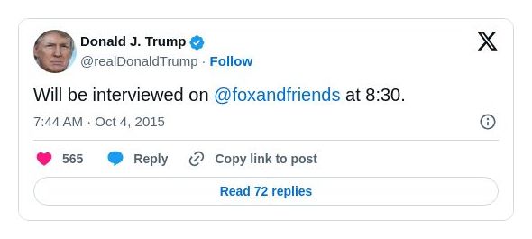 Post image from Donald Trump