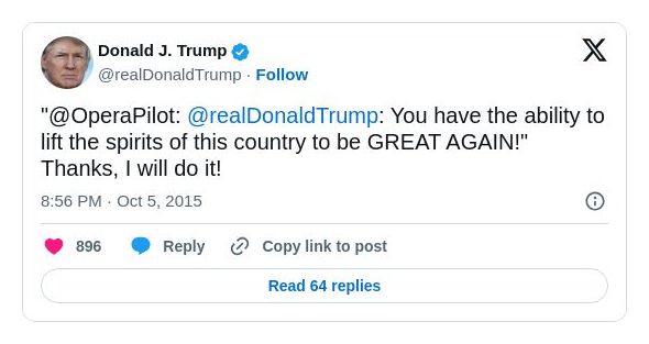 Post image from Donald Trump