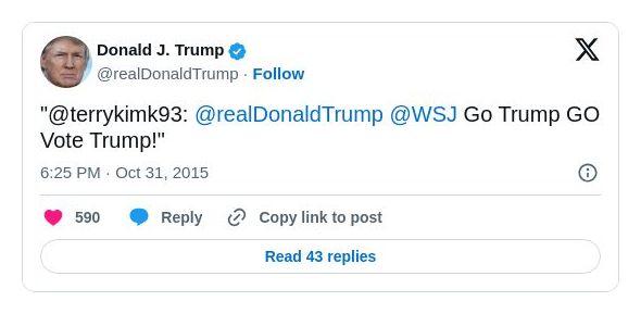 Post image from Donald Trump