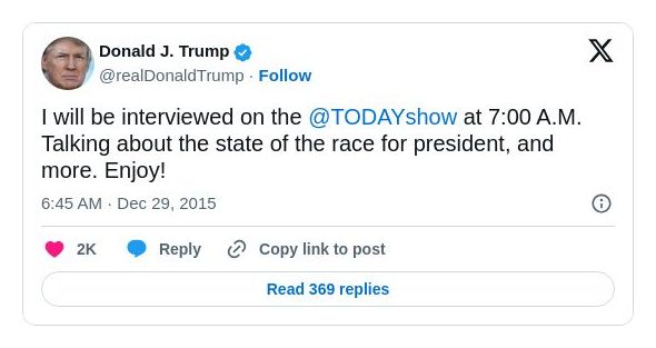 Post image from Donald Trump