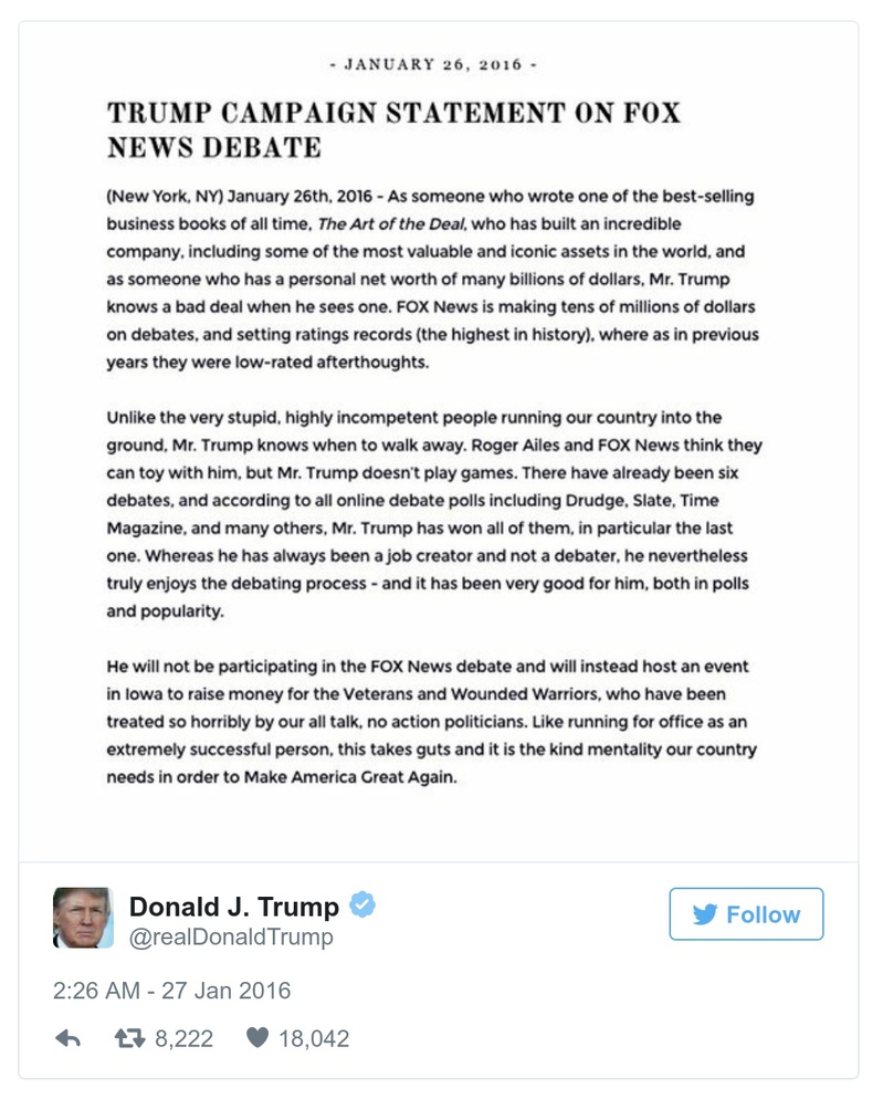 Post image from Donald Trump